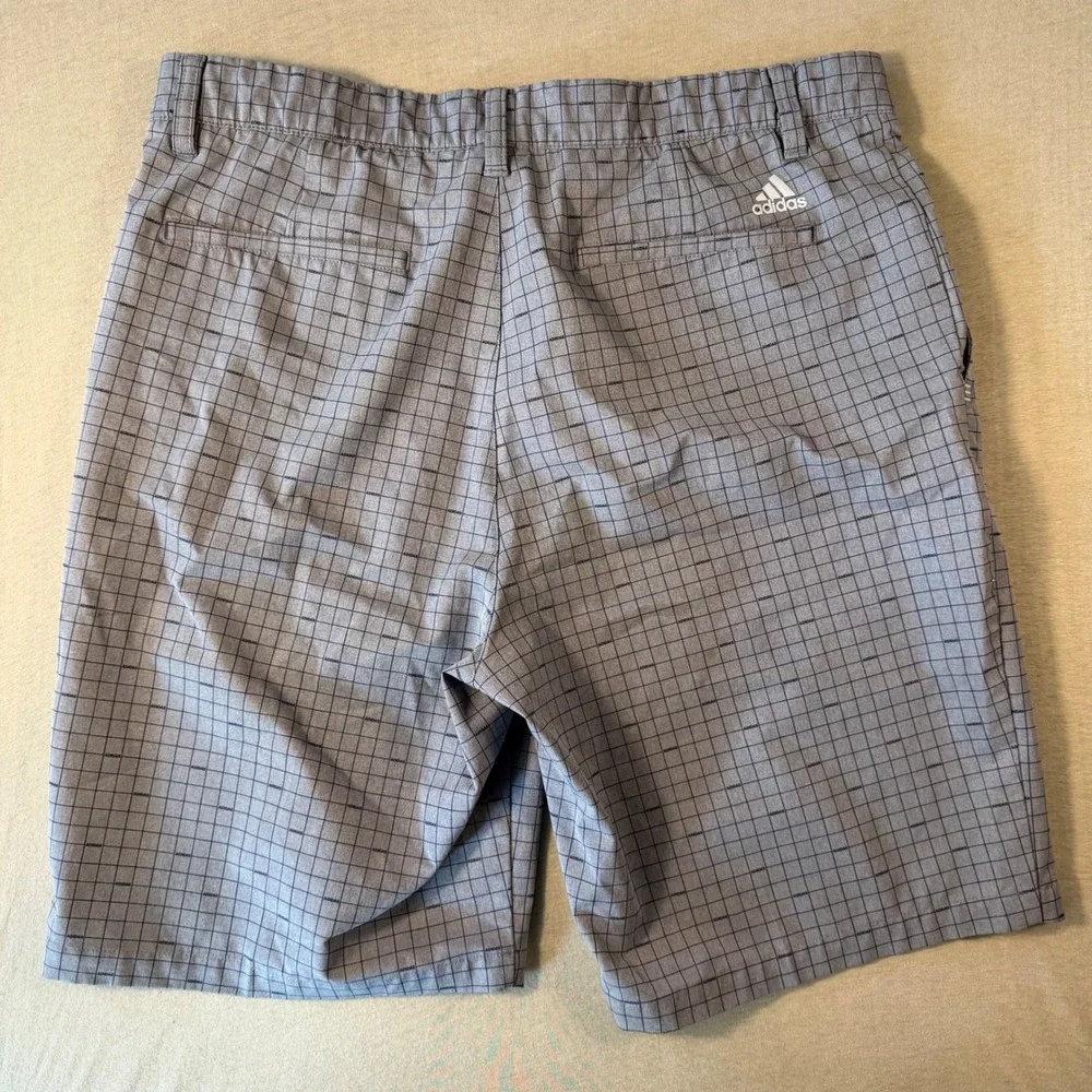 Adidas Ultimate365 Golf Shorts Mens 34 Blue Gray Grid Plaid Performance Stretch